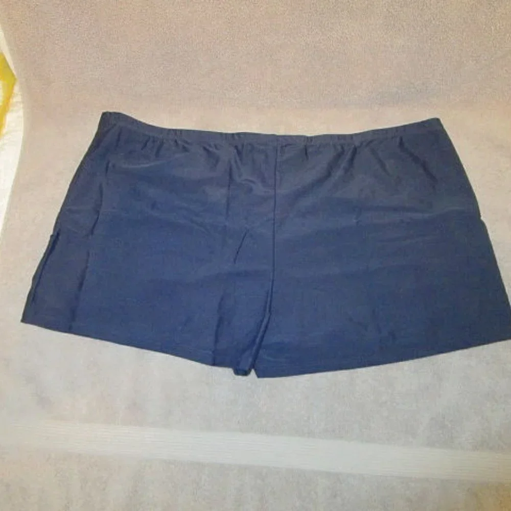 Womens Swim Shorts Size 26W Tummy Control Blue Swimsuit Bottom High Waist NEW